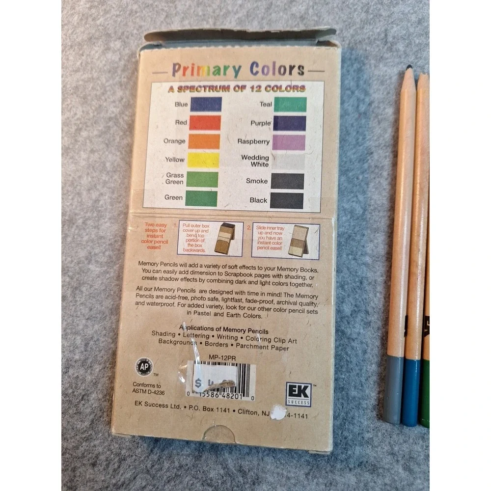 EK Success Primary Colors 12 Memory Pencils for Scrapbooking New Extreme Quality